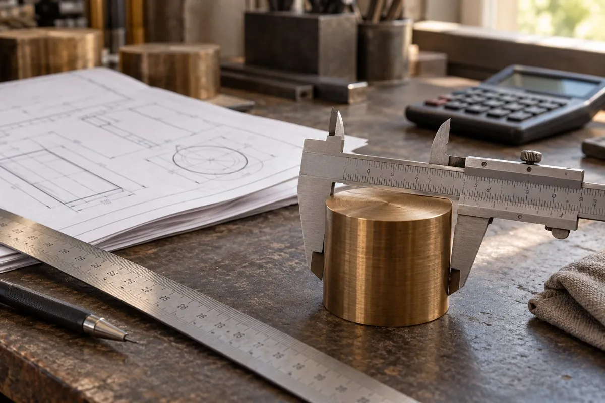 Precision measuring tools and bronze sample for quotation planning