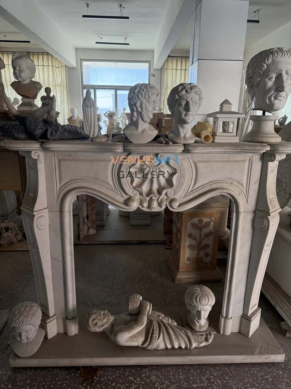 Shell Crest Marble Fireplace Surround — product photograph