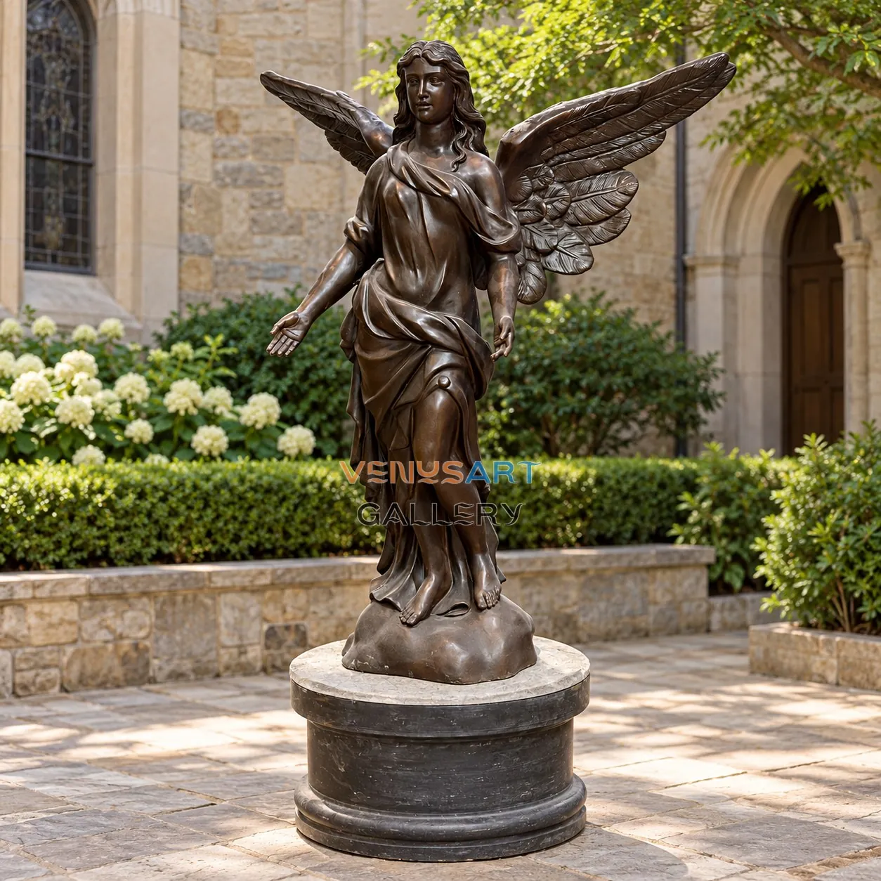 Robed Angel with Open Hands Sculpture — placement concept, not an installed project