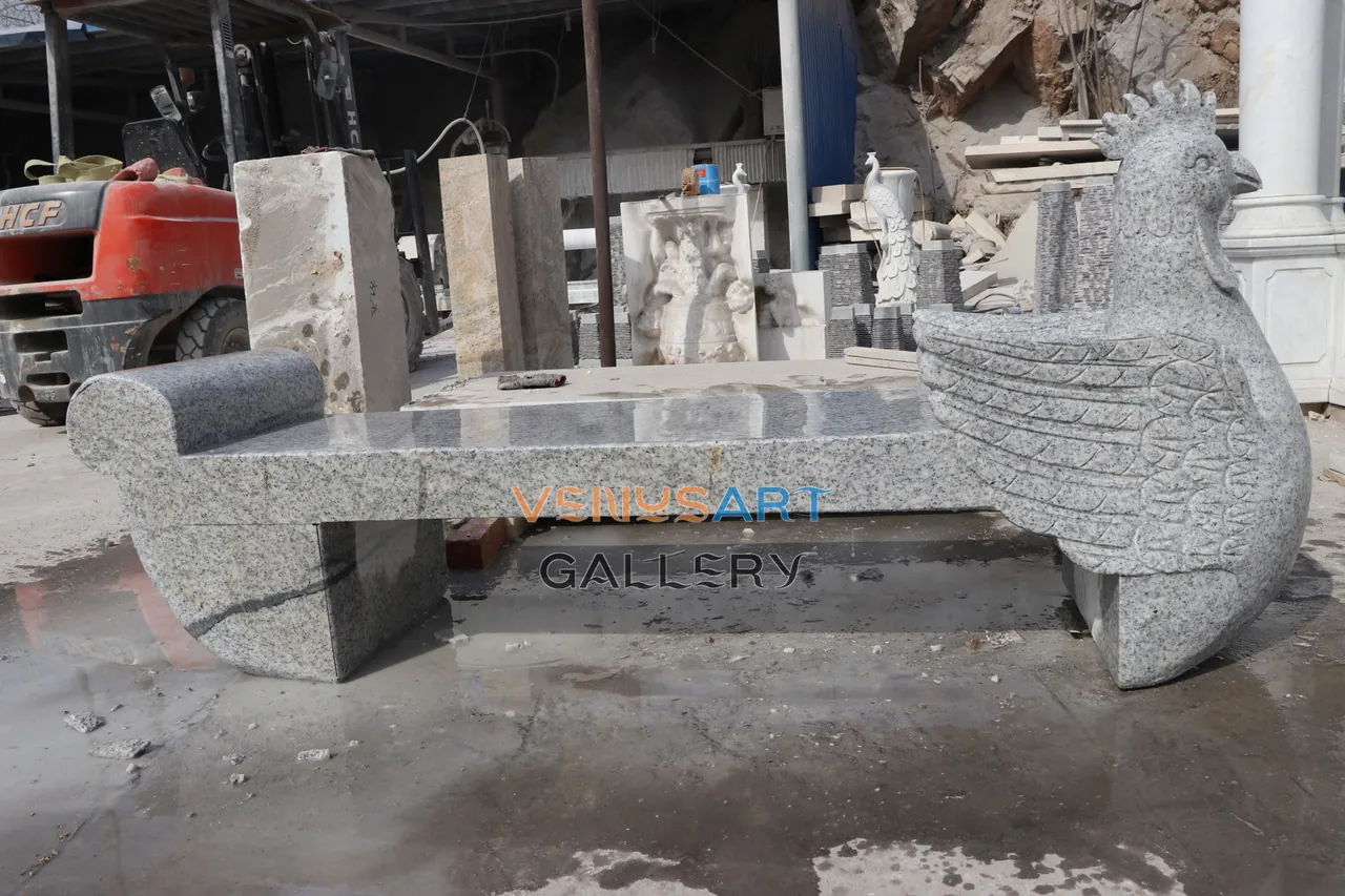 Gray Bird Form Stone Bench — product photograph 2 showing the reference form and finish