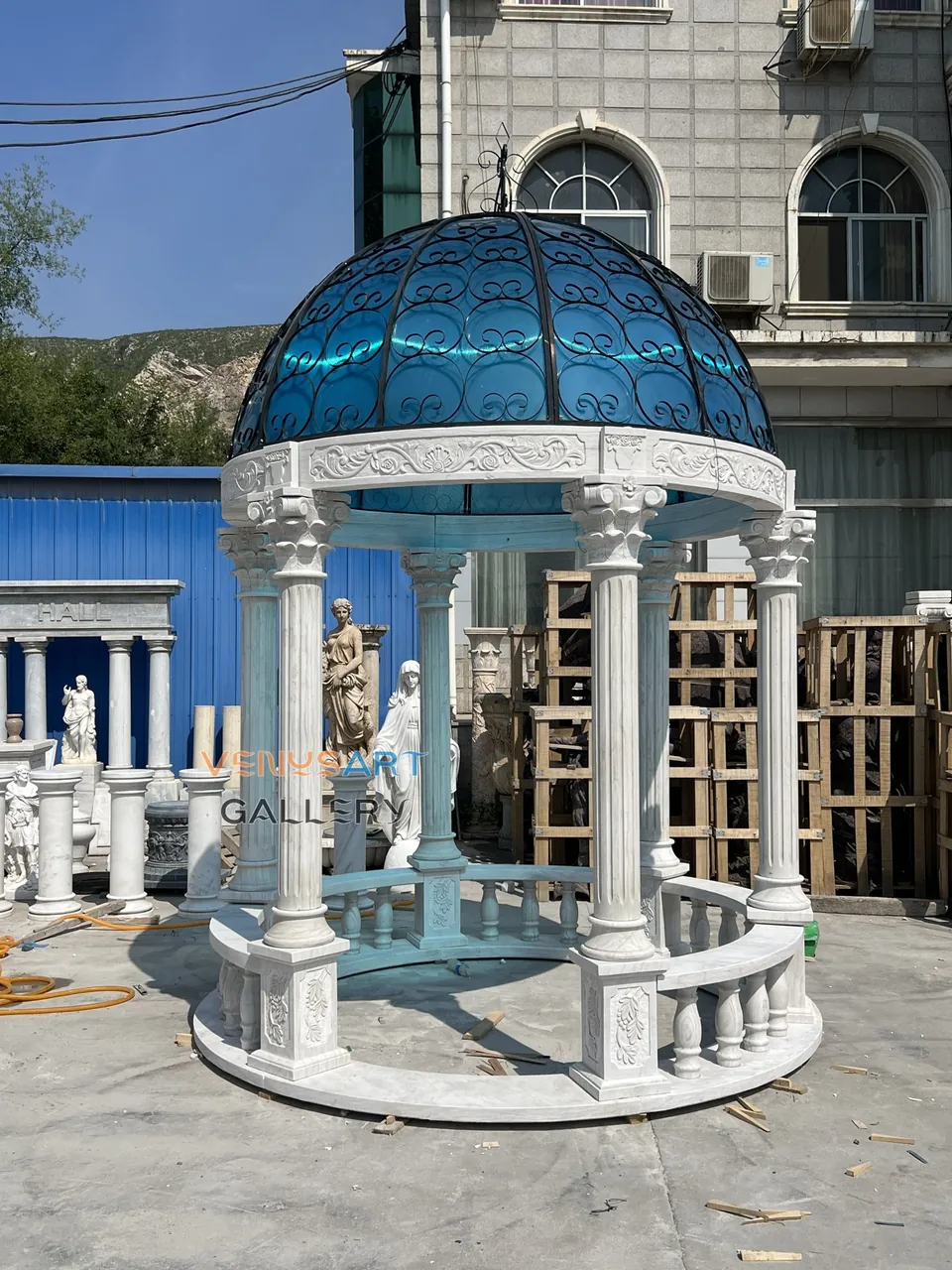 Blue Dome Marble Garden Gazebo — product photograph