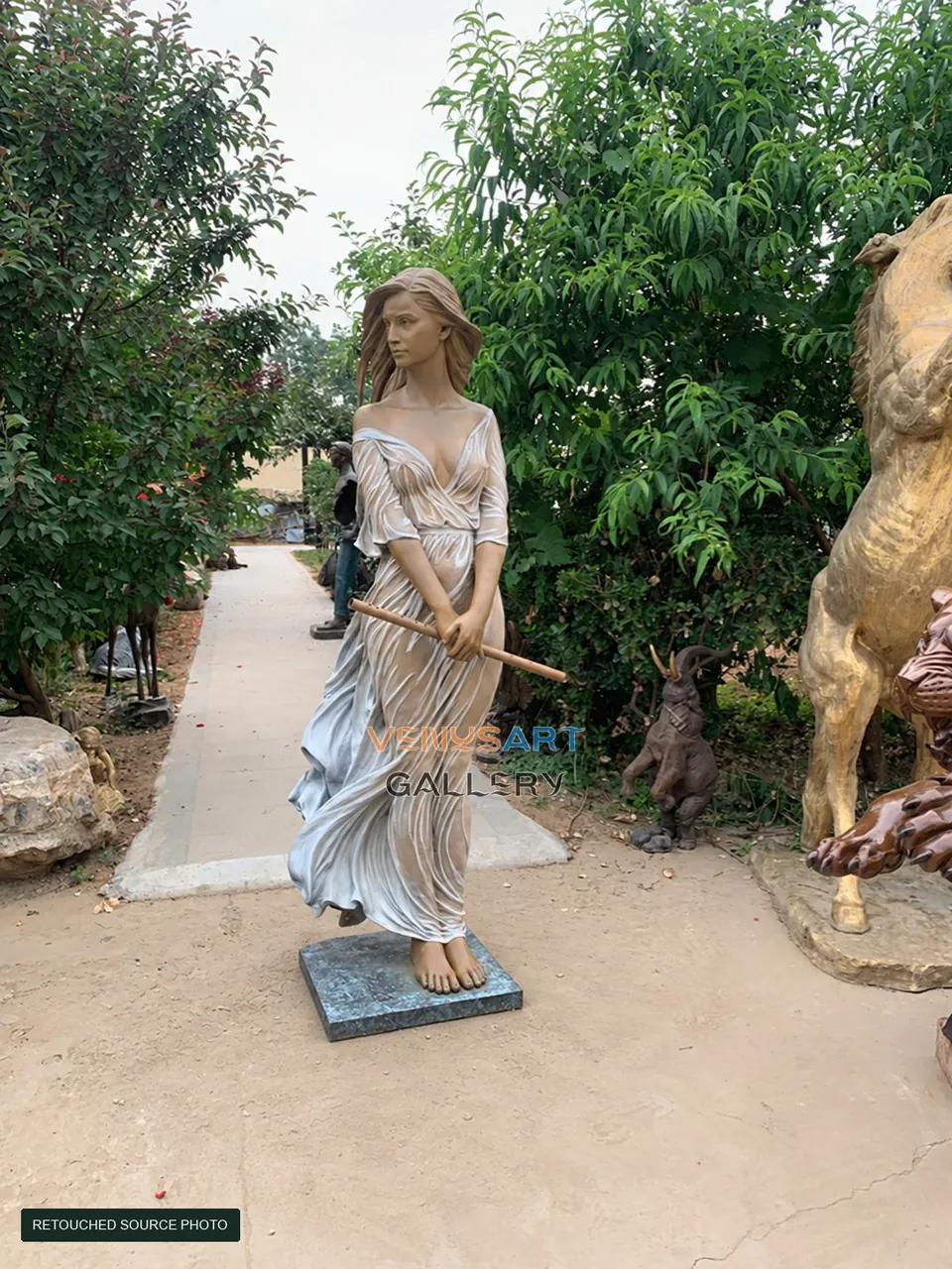 Standing Woman Holding Flute Sculpture — digitally retouched product photograph 1 showing the reference form and finish