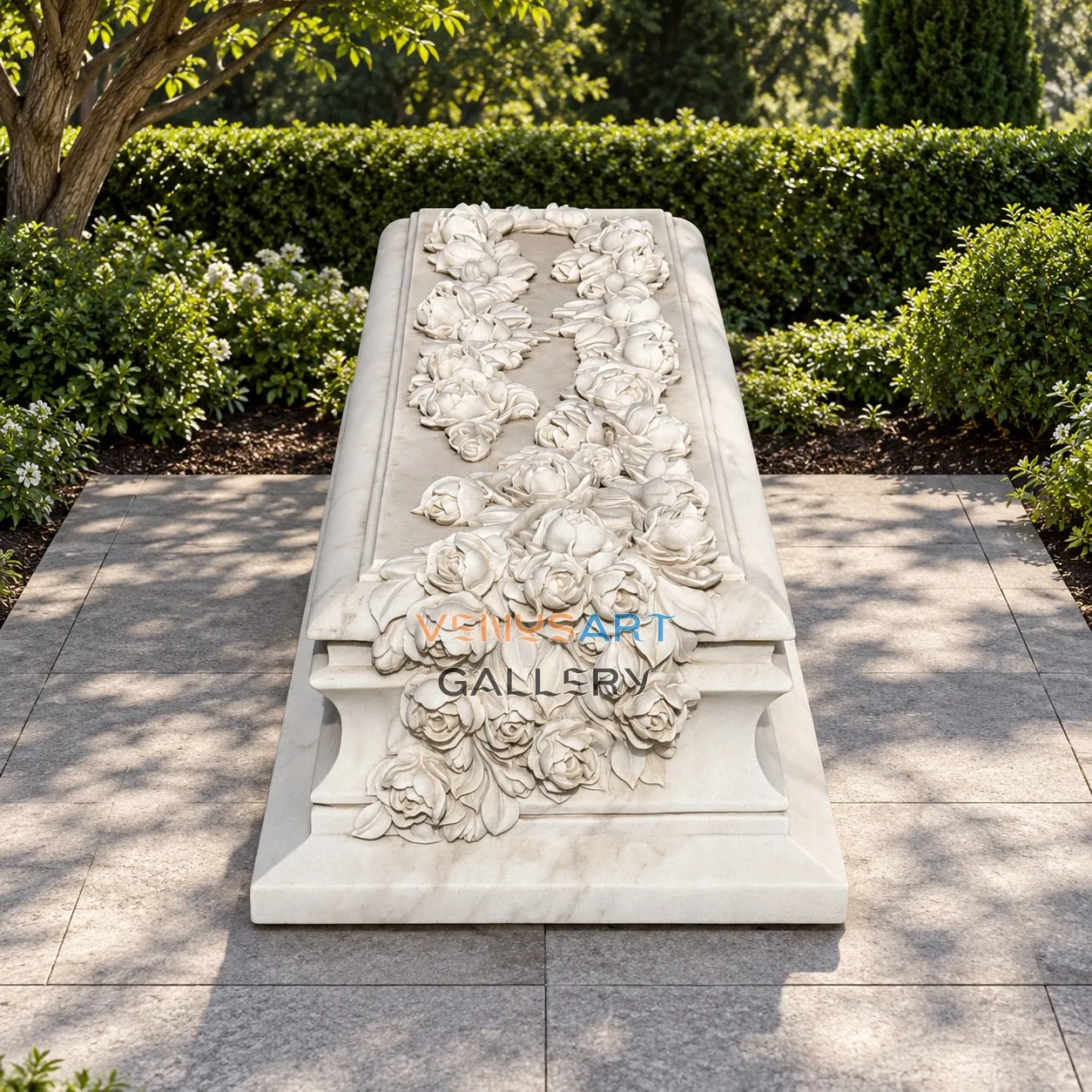 Rose Relief Memorial Slab — placement concept, not an installed project