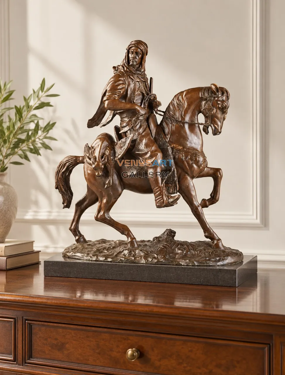 Headscarf Equestrian Rider Sculpture — placement concept, not an installed project