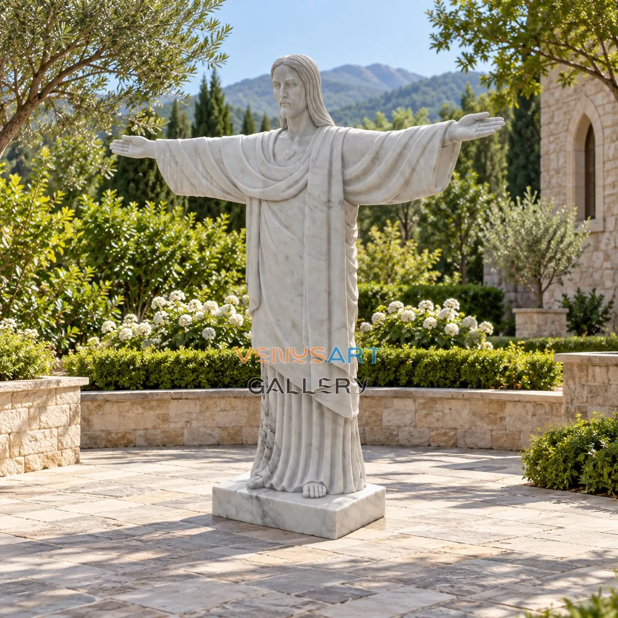 Jesus Figure with Open Arms — placement concept, not an installed project