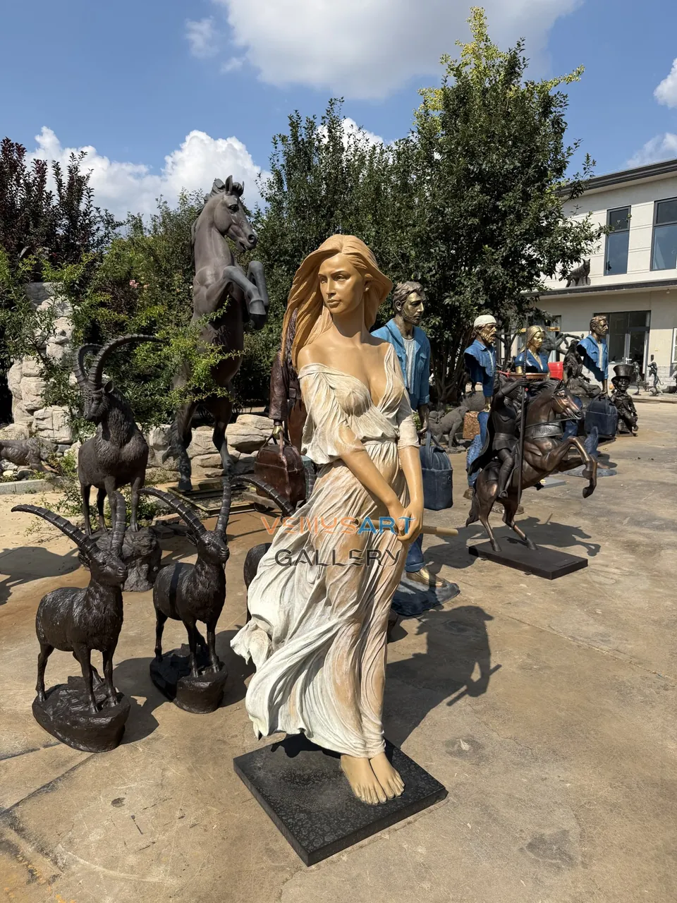 Standing Woman Holding Flute Sculpture — product photograph 4 showing the reference form and finish