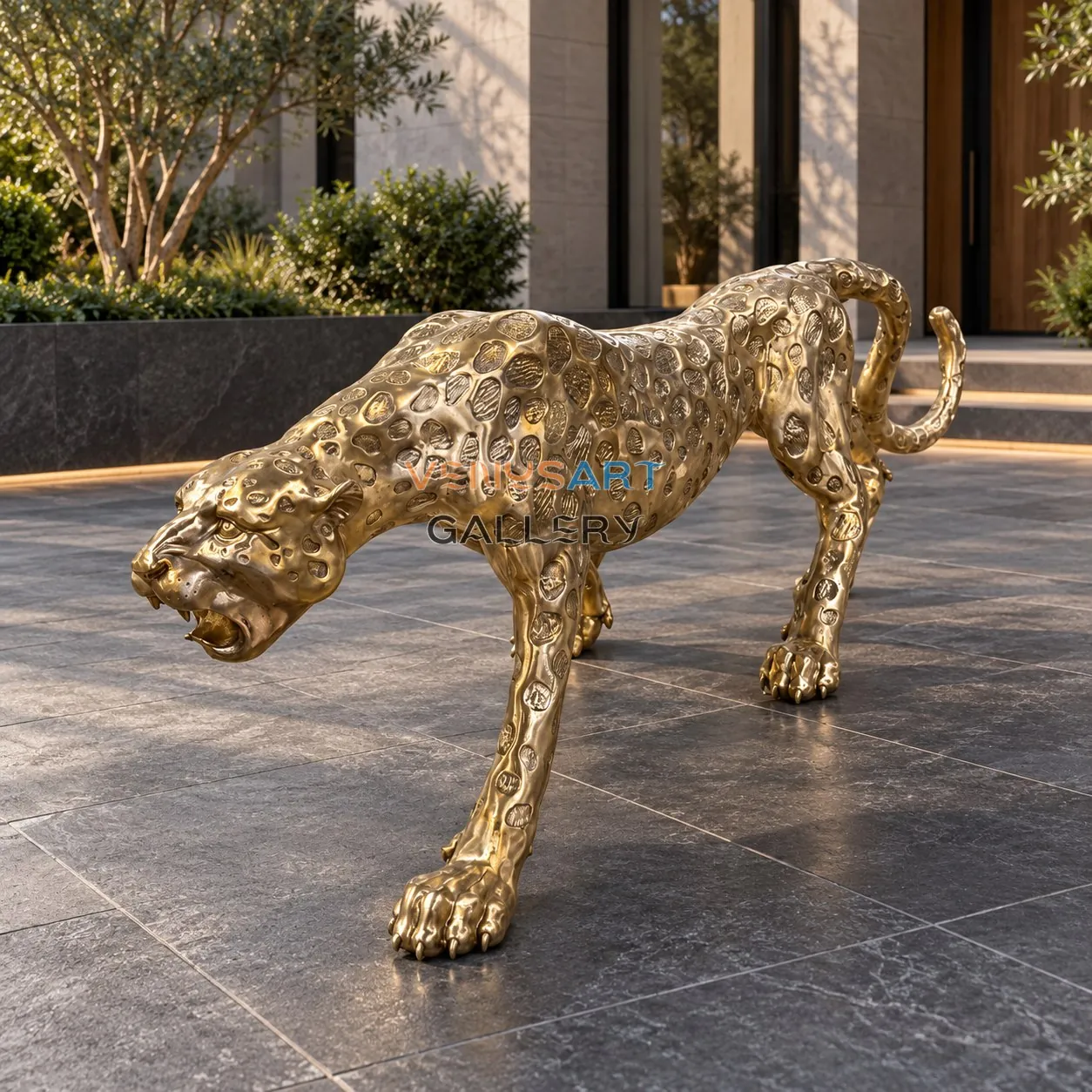 Walking Leopard Sculpture — placement concept, not an installed project