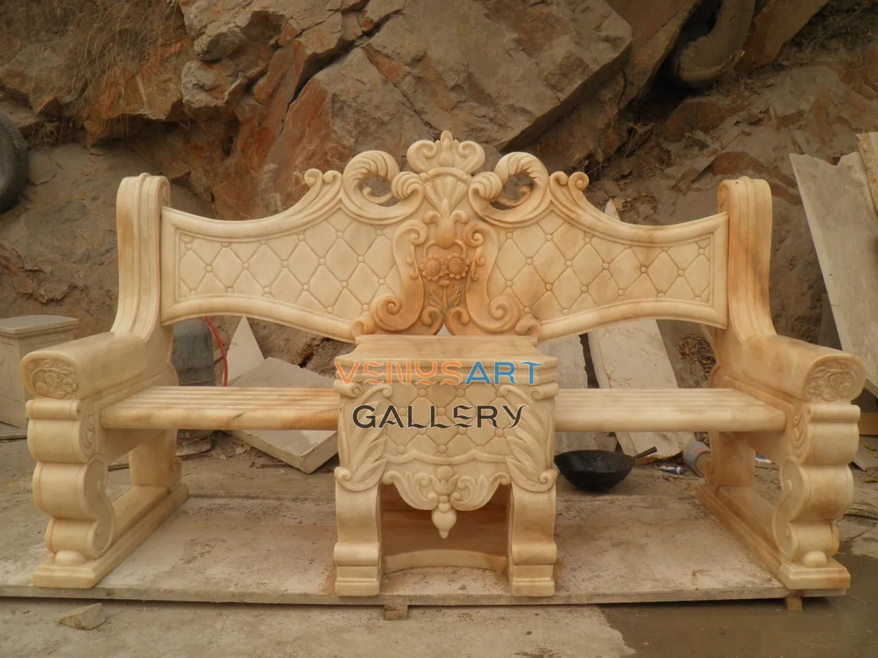 Warm Wave Back Stone Bench — product photograph 1 showing the reference form and finish