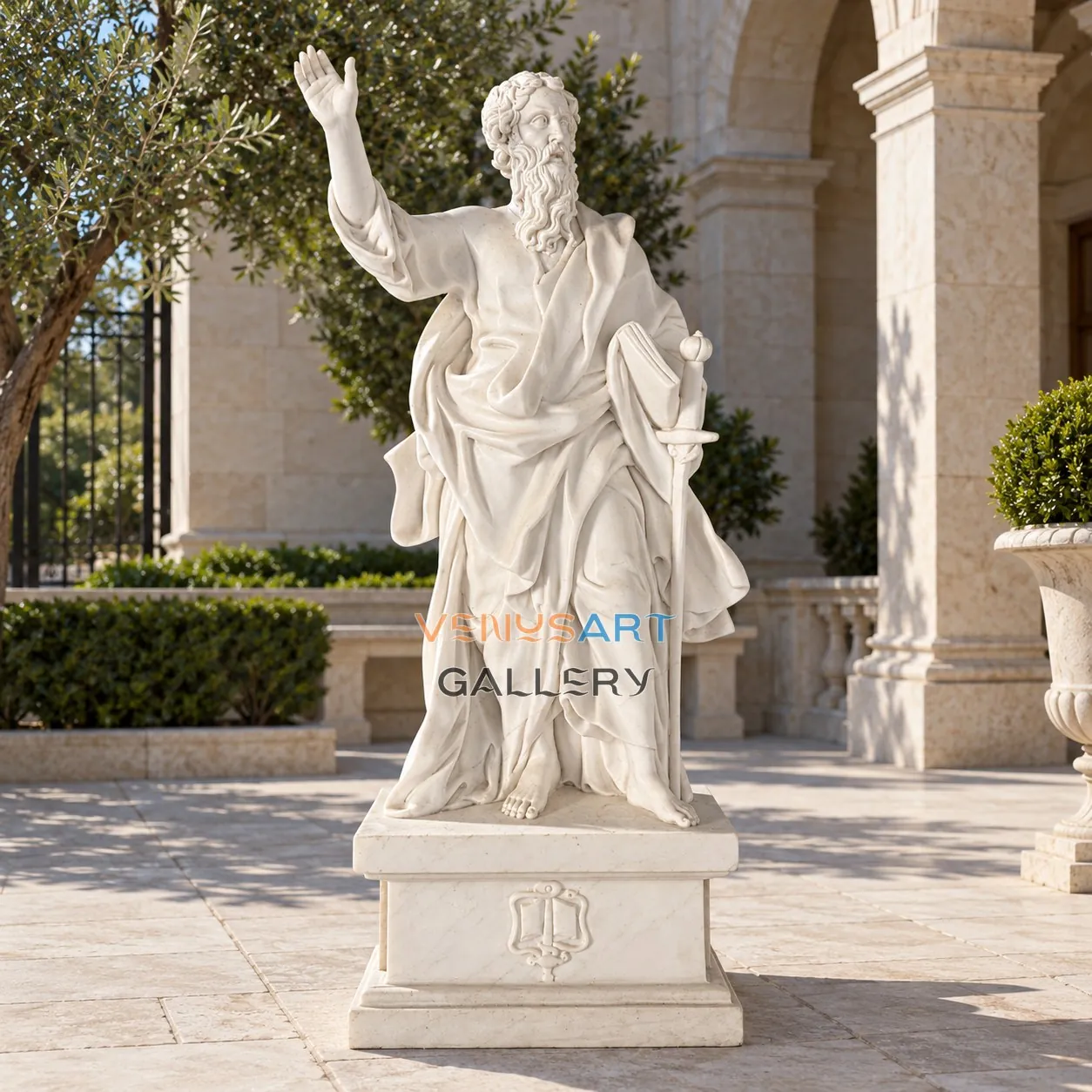 Bearded Figure Holding Tablets — placement concept, not an installed project