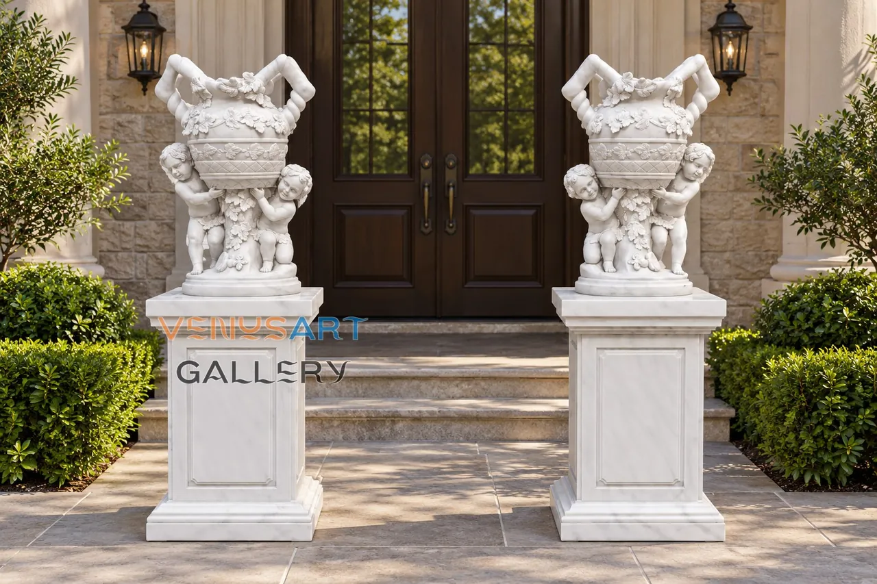 Child Support Decorative Urn Pair — placement concept, not an installed project