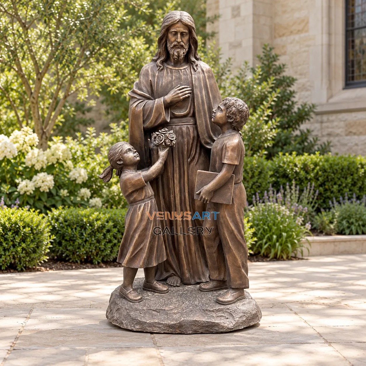 Jesus with Children Sculpture — placement concept, not an installed project