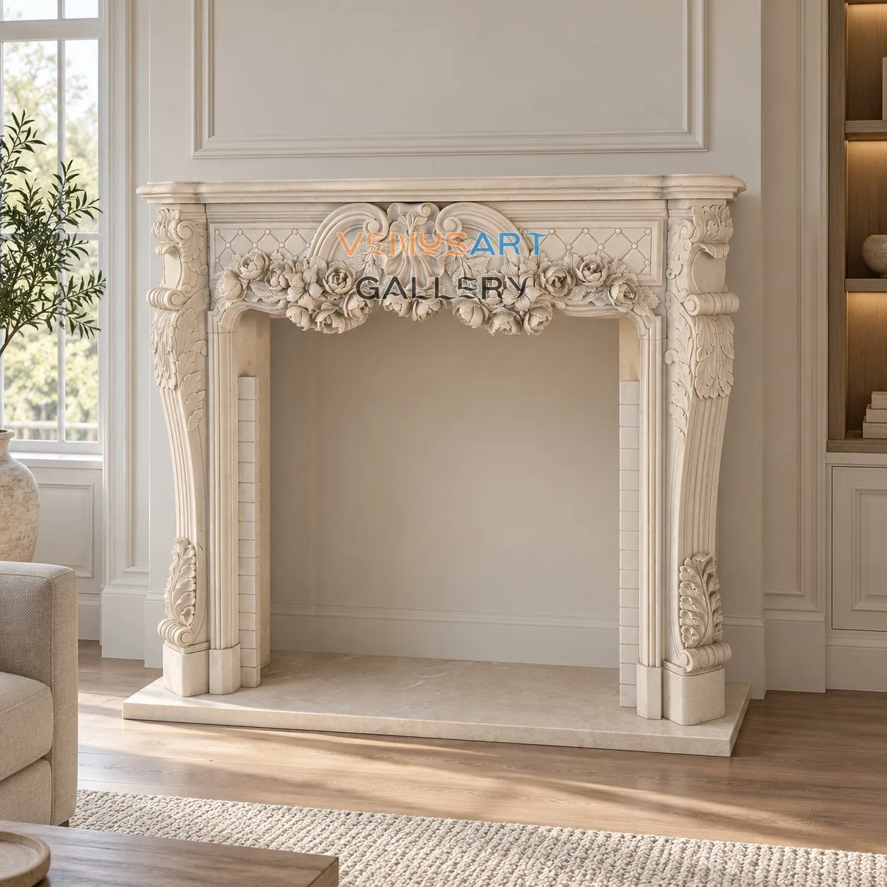 Garland Column Stone Fireplace Surround — placement concept, not an installed project