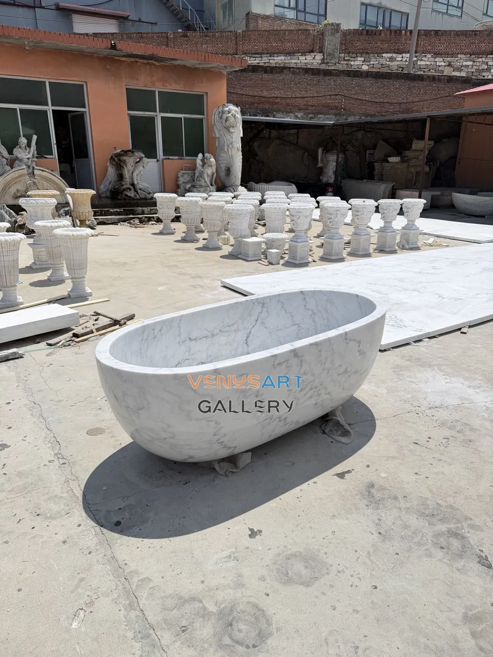 White Gray Oval Stone Bathtub — product photograph 3 showing the reference form and finish
