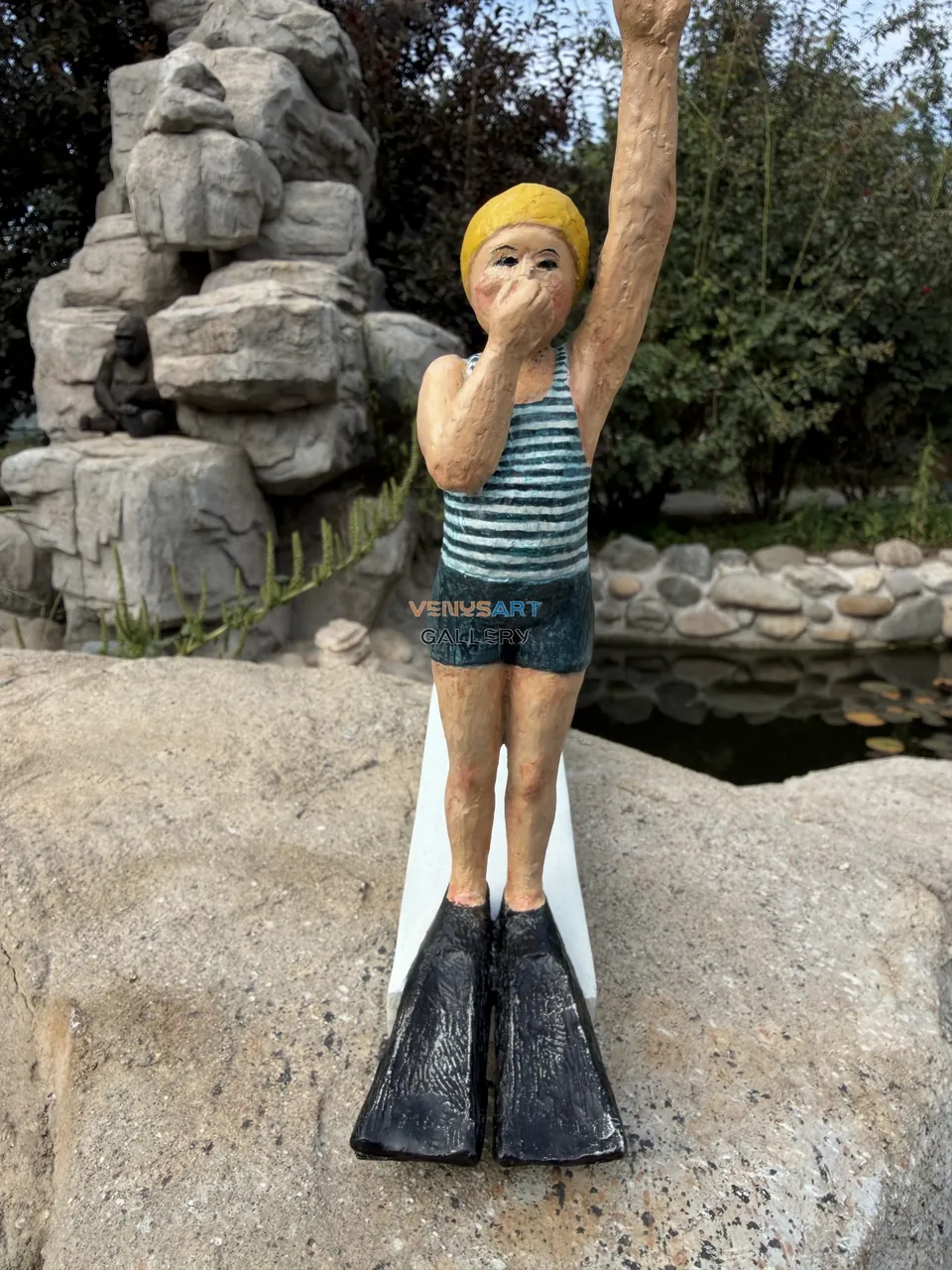 VT-046 diving child sculpture product photograph, view 4
