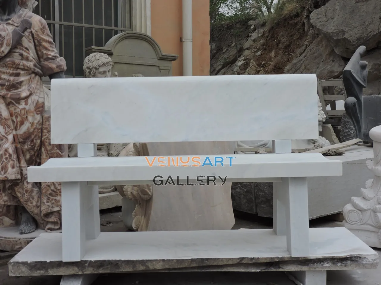 White Minimal Straight Back Bench — product photograph 1 showing the reference form and finish