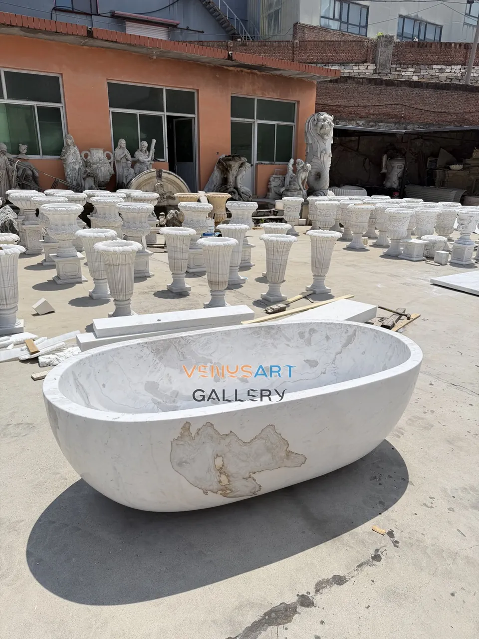 White Gray Oval Stone Bathtub — product photograph 4 showing the reference form and finish