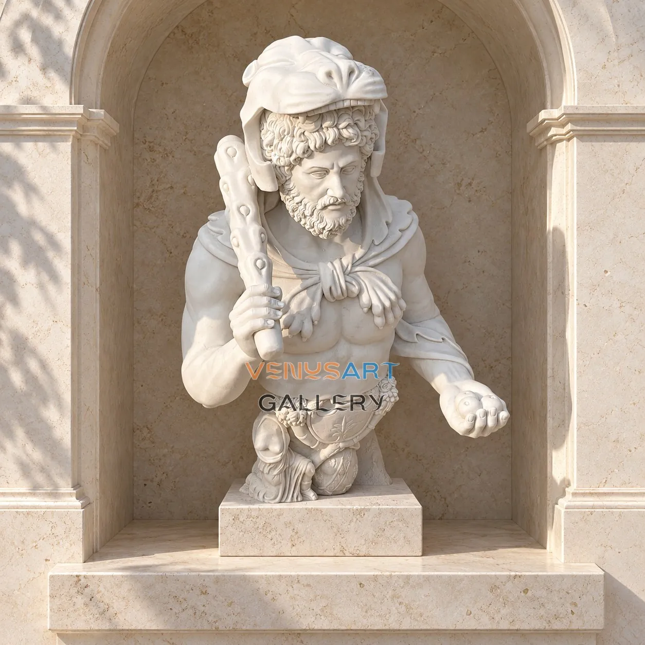 Armored Classical Figure Bust — placement concept, not an installed project