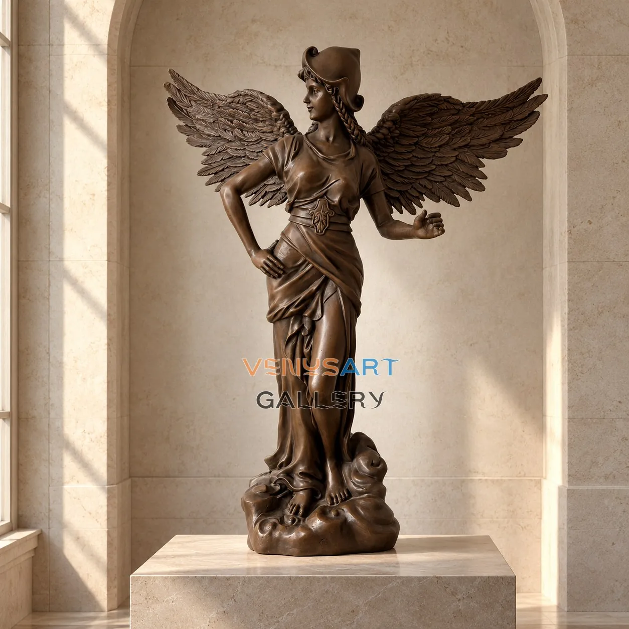 Standing Winged Angel Sculpture — placement concept, not an installed project