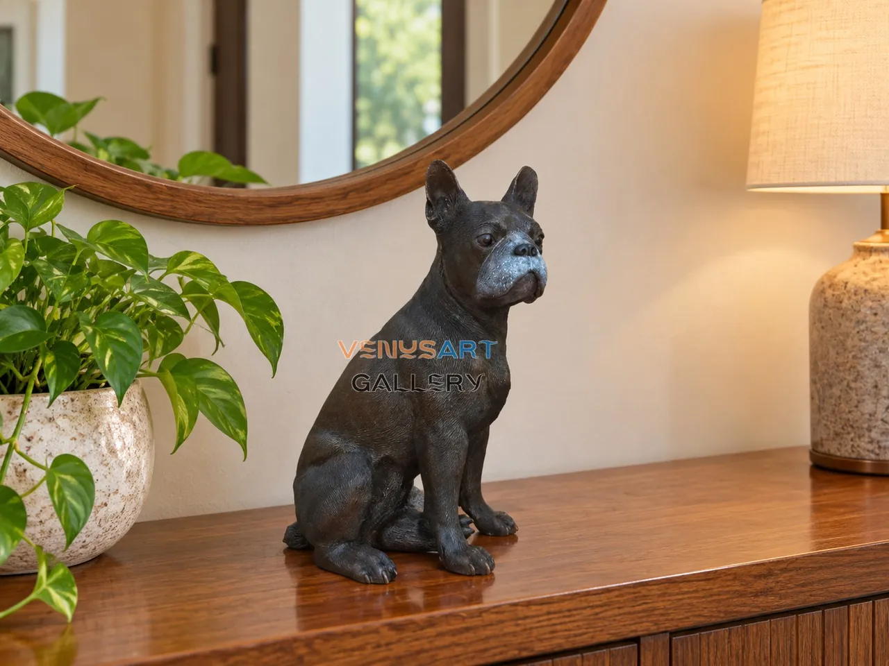 Chien assis au museau court