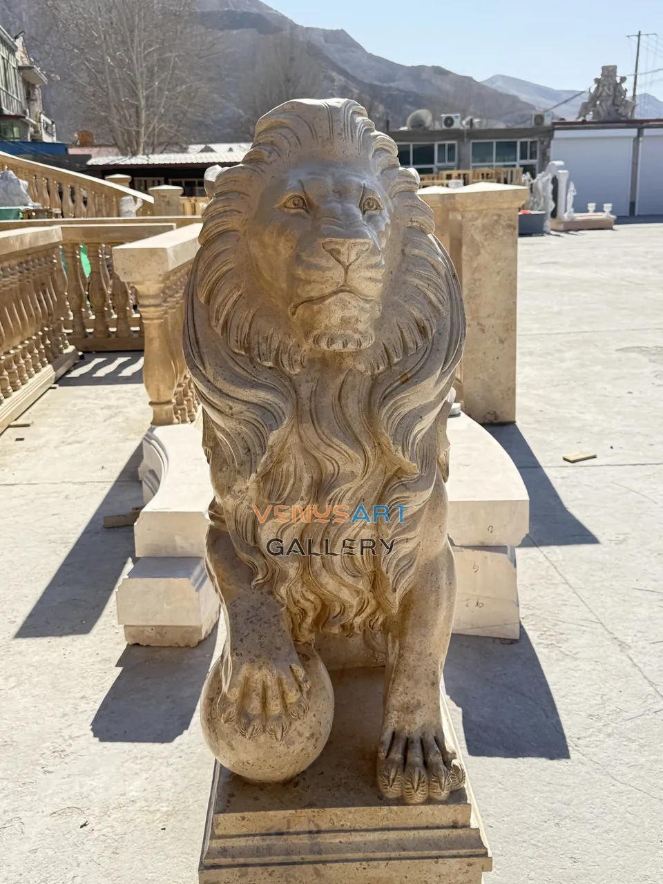 Seated Stone Guardian Lion — product photograph
