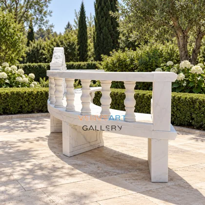 Curved Marble Balustrade Bench
