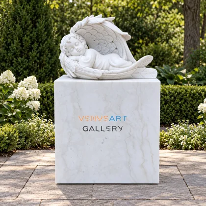 Sleeping Angel Memorial on Block Base