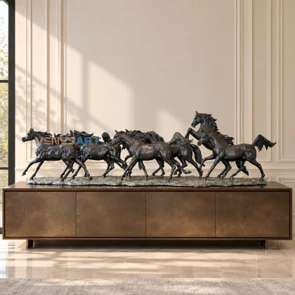 Long Sculpture of Running Horses