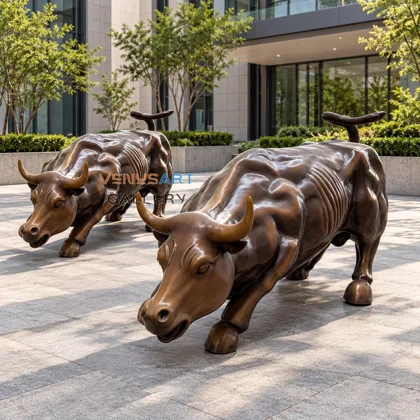 Bull Sculpture Pair