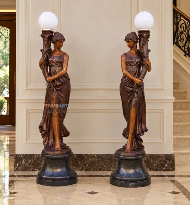 Female Figure Globe Lamp Pair