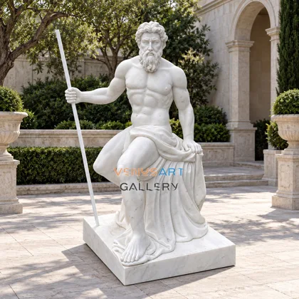 Seated Staff Holding Sea God Figure