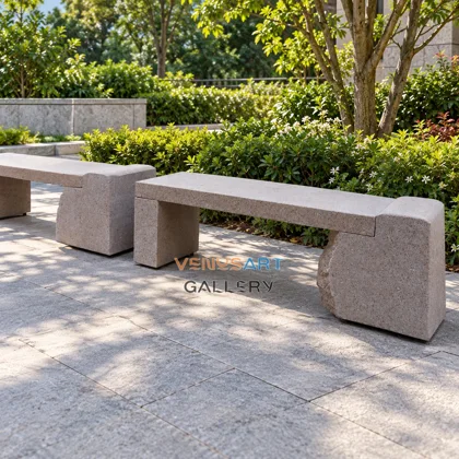 Rough Finish Straight Stone Bench