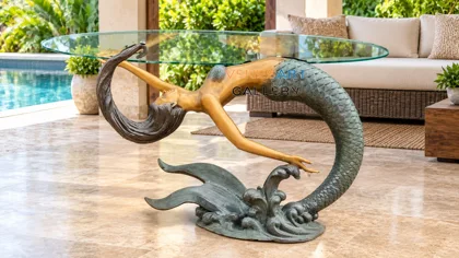 Arched Mermaid Table with a Glass Top