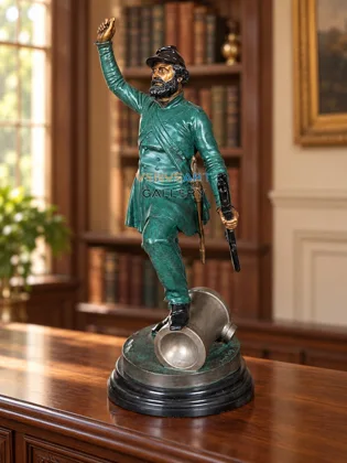 Historic Uniformed Figure with Long Gun Sculpture