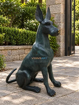 Seated Dog Figurine with Large Ears