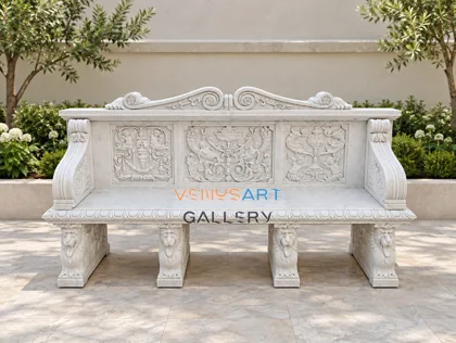 Lion Support Relief Stone Bench