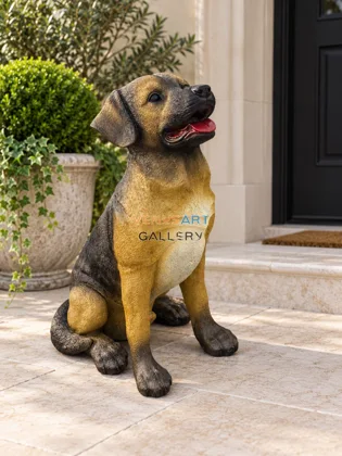 Painted Seated Dog with Floppy Ears