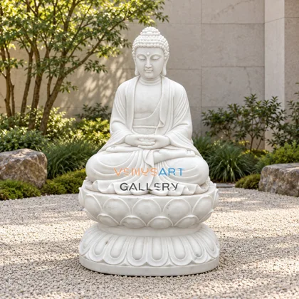 Seated Buddha Marble Statue