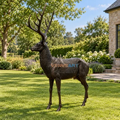 Slender Standing Stag Sculpture