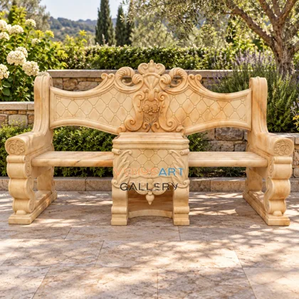 Warm Wave Back Stone Bench