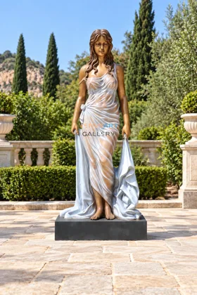 Classical Lady in White Draped Gown Sculpture