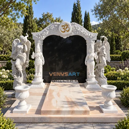 Figural Column Arch Memorial Ensemble