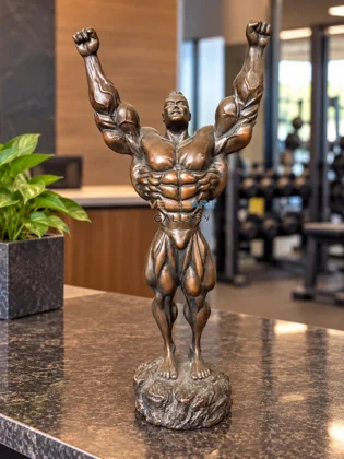 Bodybuilder with Raised Arms