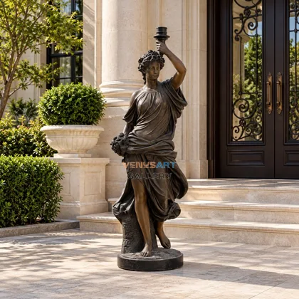 Robed Lamp Figure with One Arm Raised